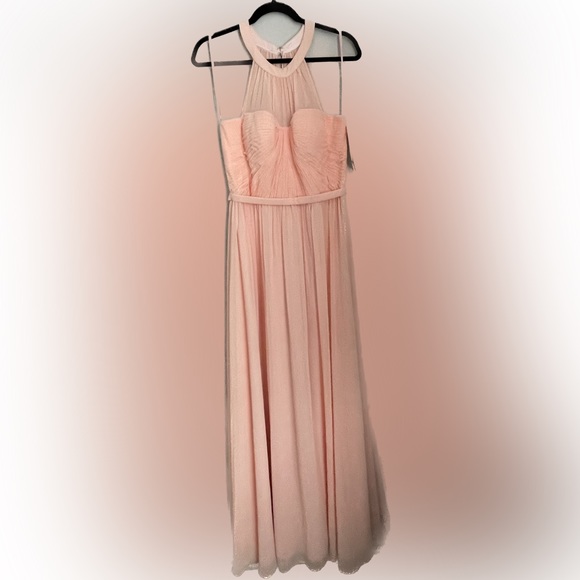 Cinderella Divine High Neck Illusion Long A-Line Dress - Picture 3 of 8